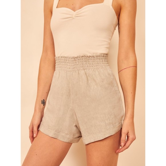 Reformation Nashville Linen Short - Oatmeal S - Picture 1 of 8